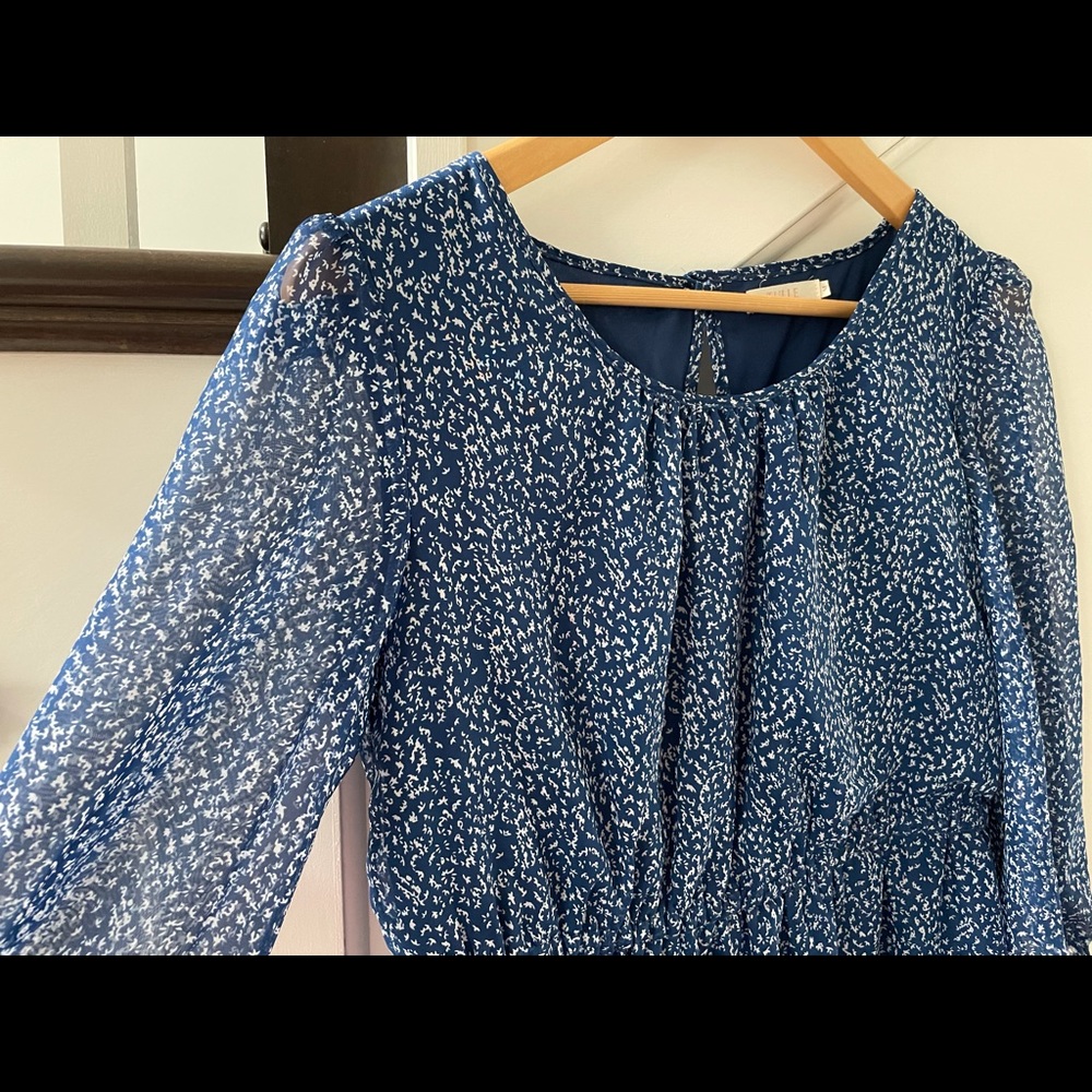TULLE Blue/White Dress with Keyhole Back